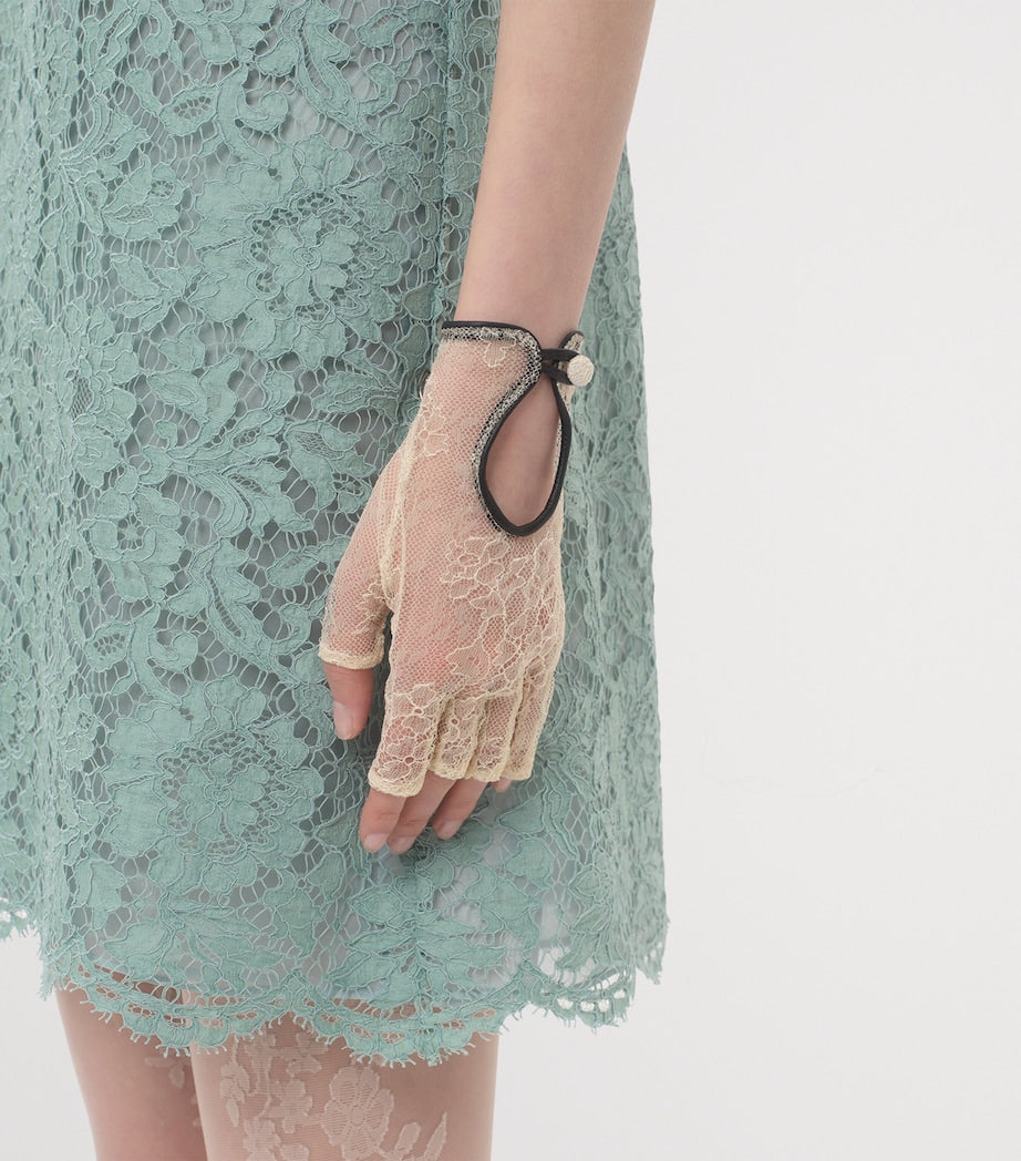 Valentino Garavani Ivory Lace Biker Gloves