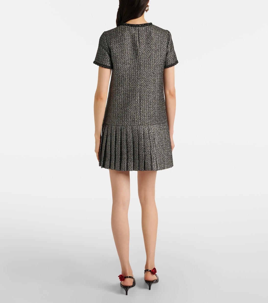 Self-Portrait - Pleated bouclé minidress
