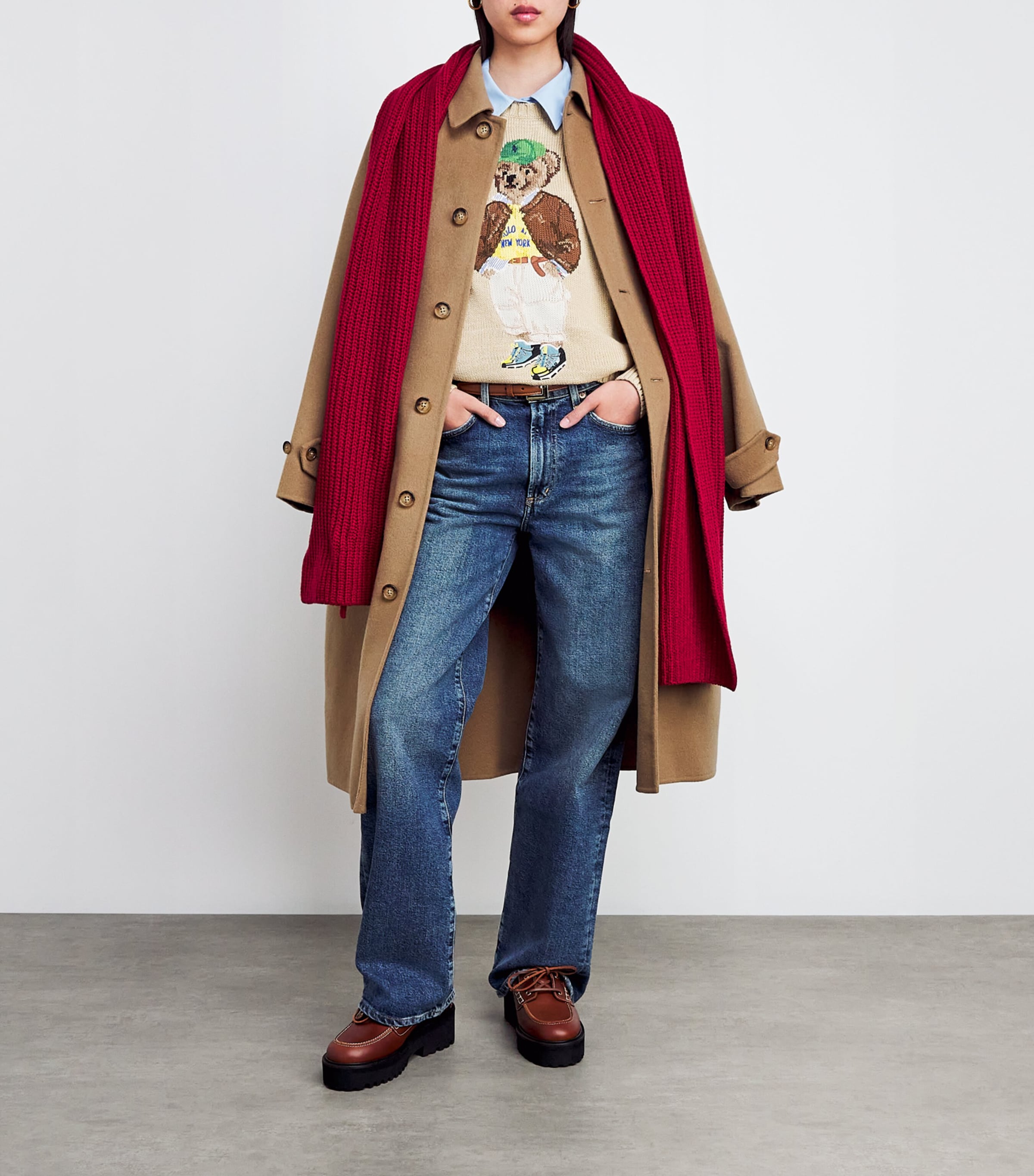 Polo Ralph Lauren Brown Camel Hair Single-Breasted Trench Coat