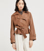 Brunello Cucinelli Brown Vintage Nappa Leather Cropped Trench Coat