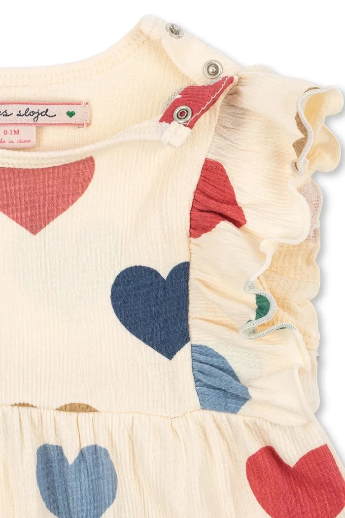 Konges Sløjd pamuk ve elastanlı çocuk bebek tulumu CHLEO FRILL ROMPER GOTS