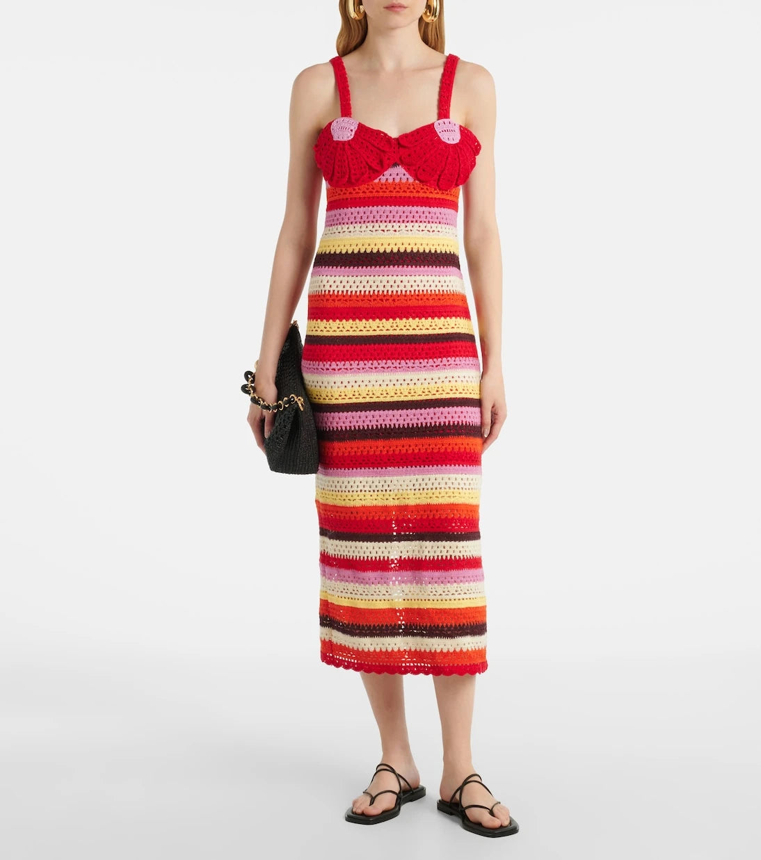 Farm Rio - Striped crochet midi dress