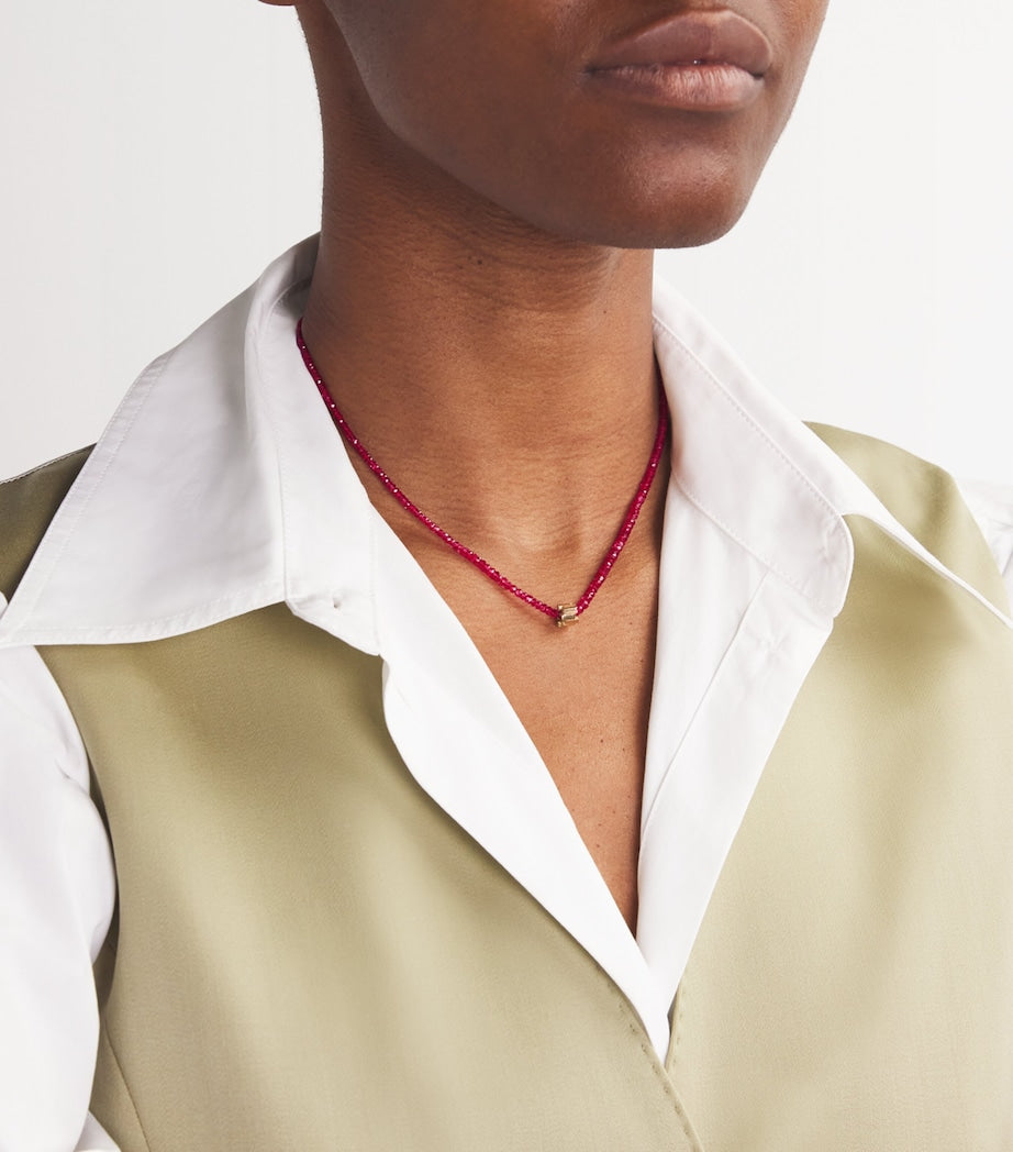 Rose Gold and Spinel Infinite Beaded Necklace