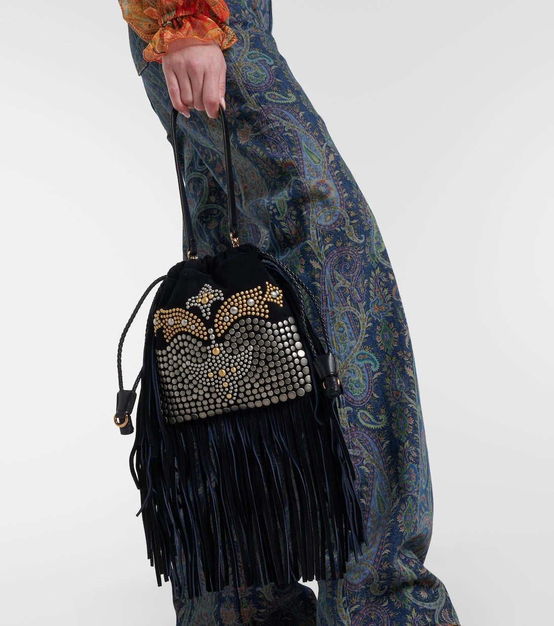 Etro - Kalispera Small studded suede shoulder bag