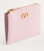 Valentino Garavani Pink Leather VLogo Signature Zipped Card Holder