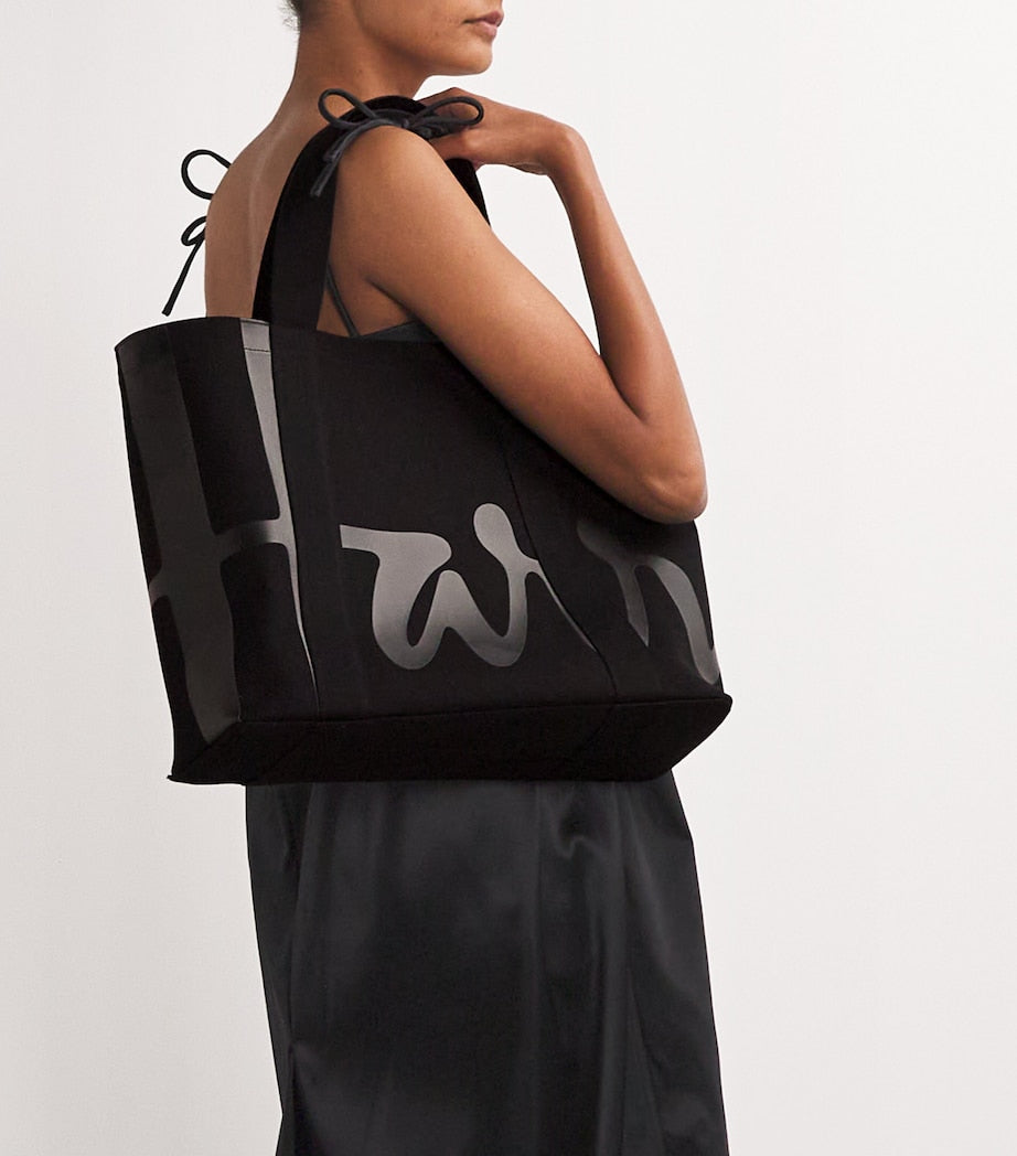 Black Medium Cotton Logo Tote Bag