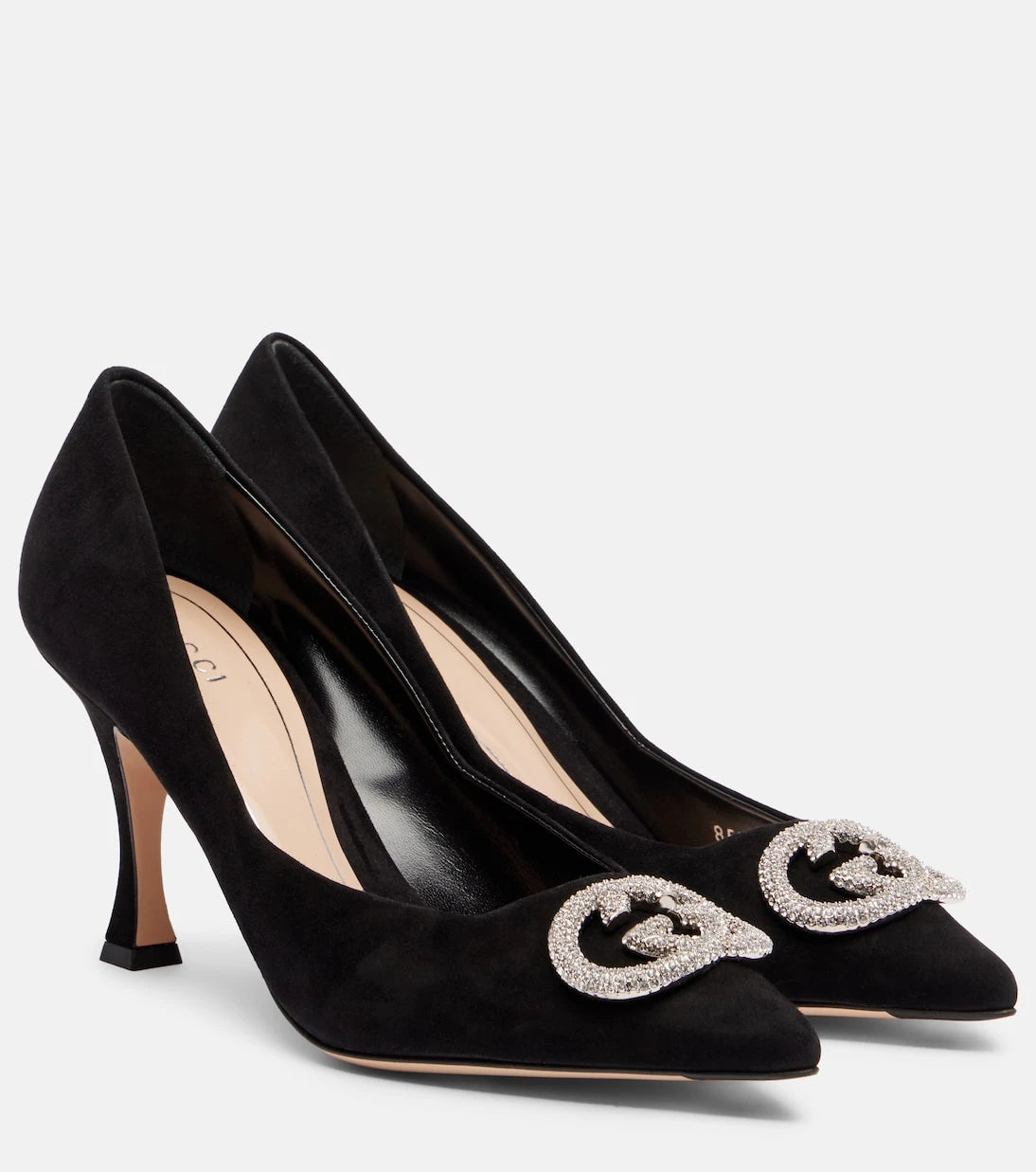Gucci - Alicia 85 embellished suede pumps