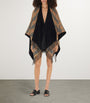 Black Wool Reversible Check Cape