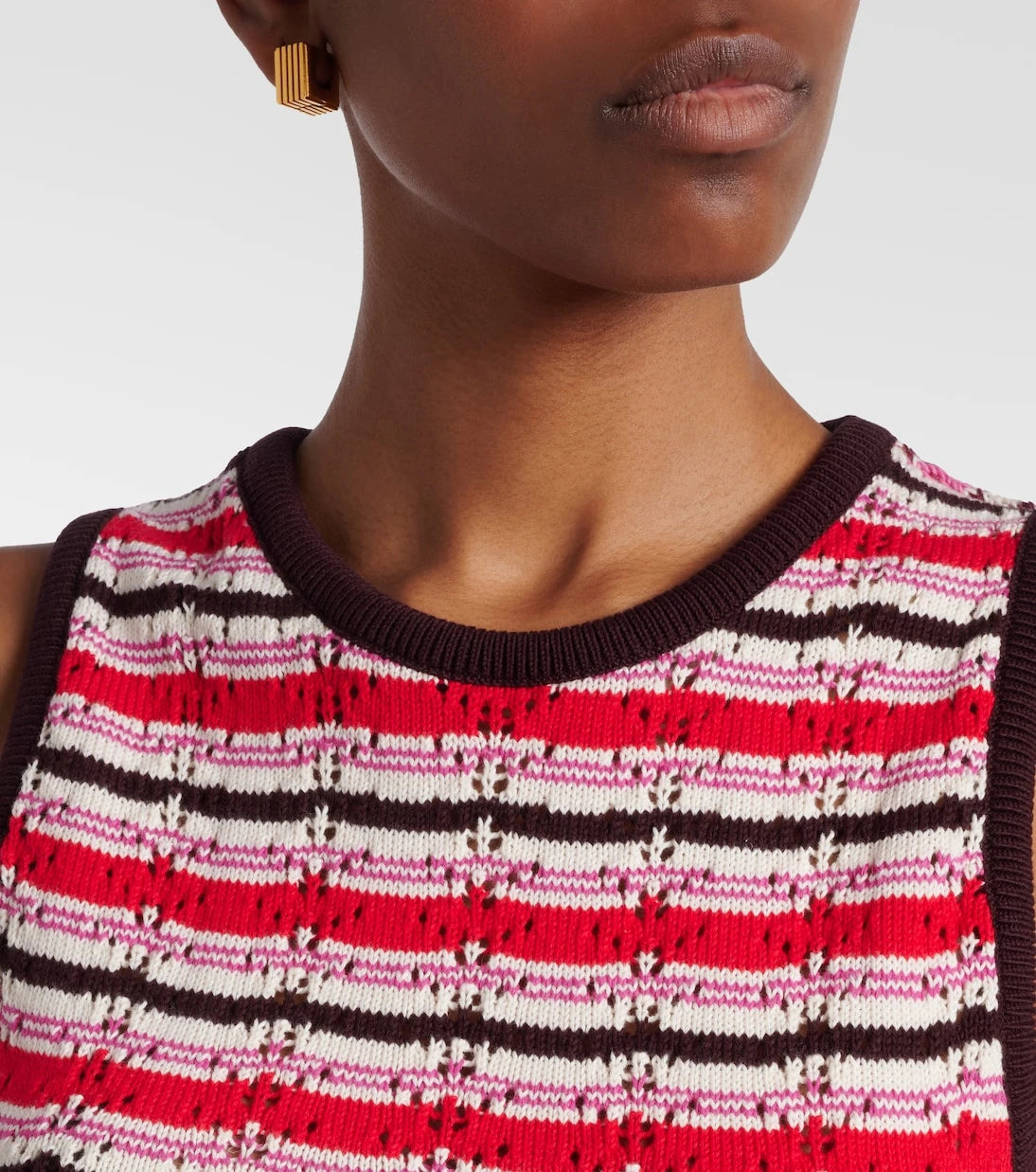 The Attico - Striped crochet cotton top