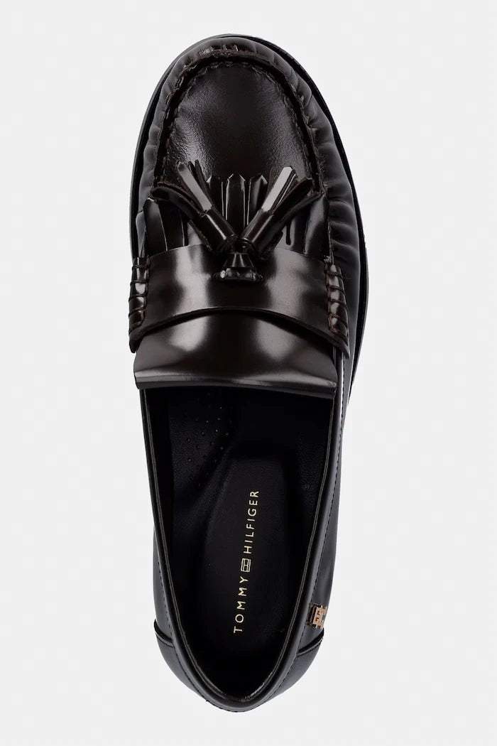 Tommy Hilfiger Kadın Deri Loafer TH LOAFER TASSEL ABRASIVATO