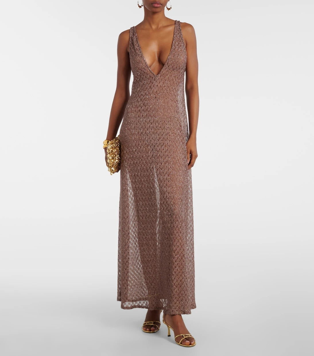 Missoni - Open-knit lamé maxi dress