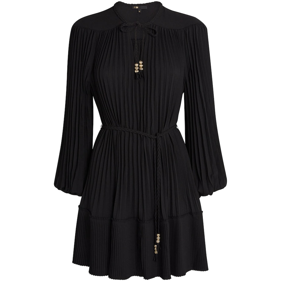 Maje Black Bead-Detail Mini Dress