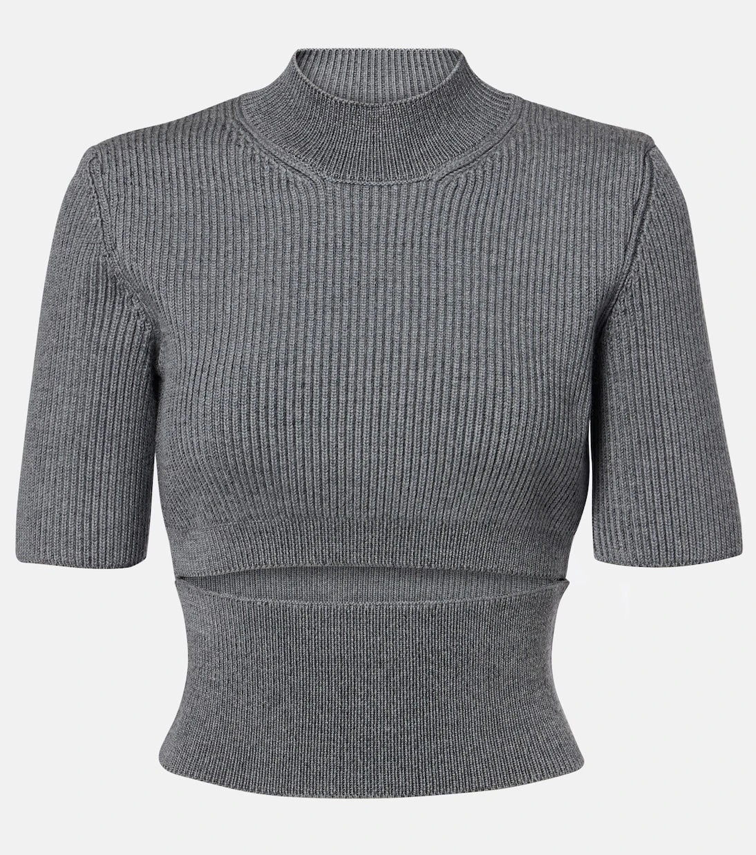 Alaïa - Ribbed-knit cutout wool-blend top