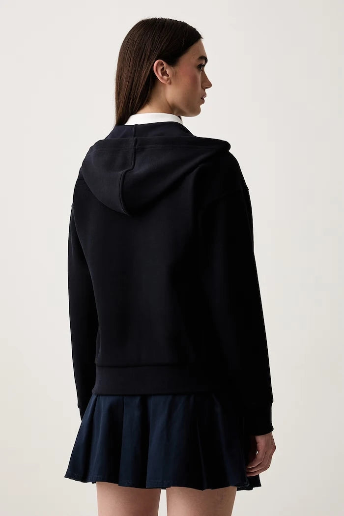 Lacoste fermuarlı kapüşonlu kadın pamuklu sweatshirt