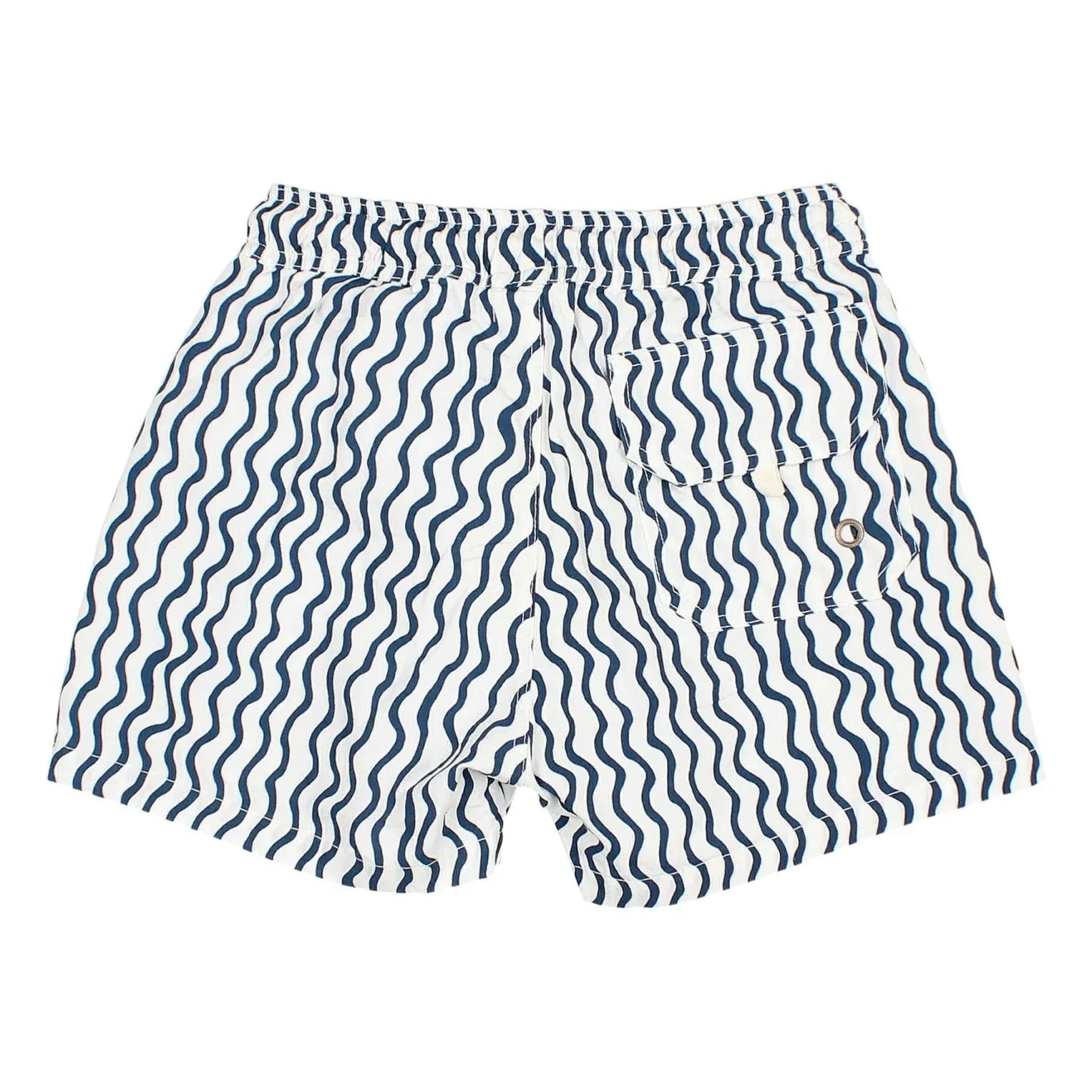 Búho - Short de Bain Vagues Popeline Coton Bio | White