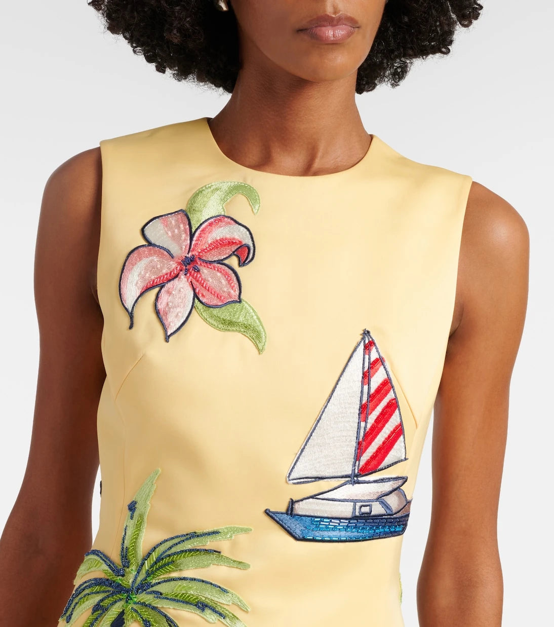Leo Lin - Beaded patch-appliqué midi dress