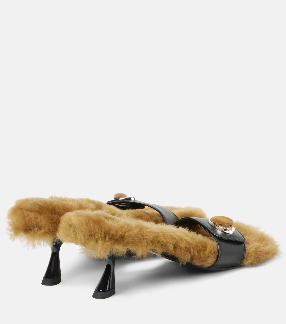 Christopher Esber - Turnlock shearling-trimmed mules