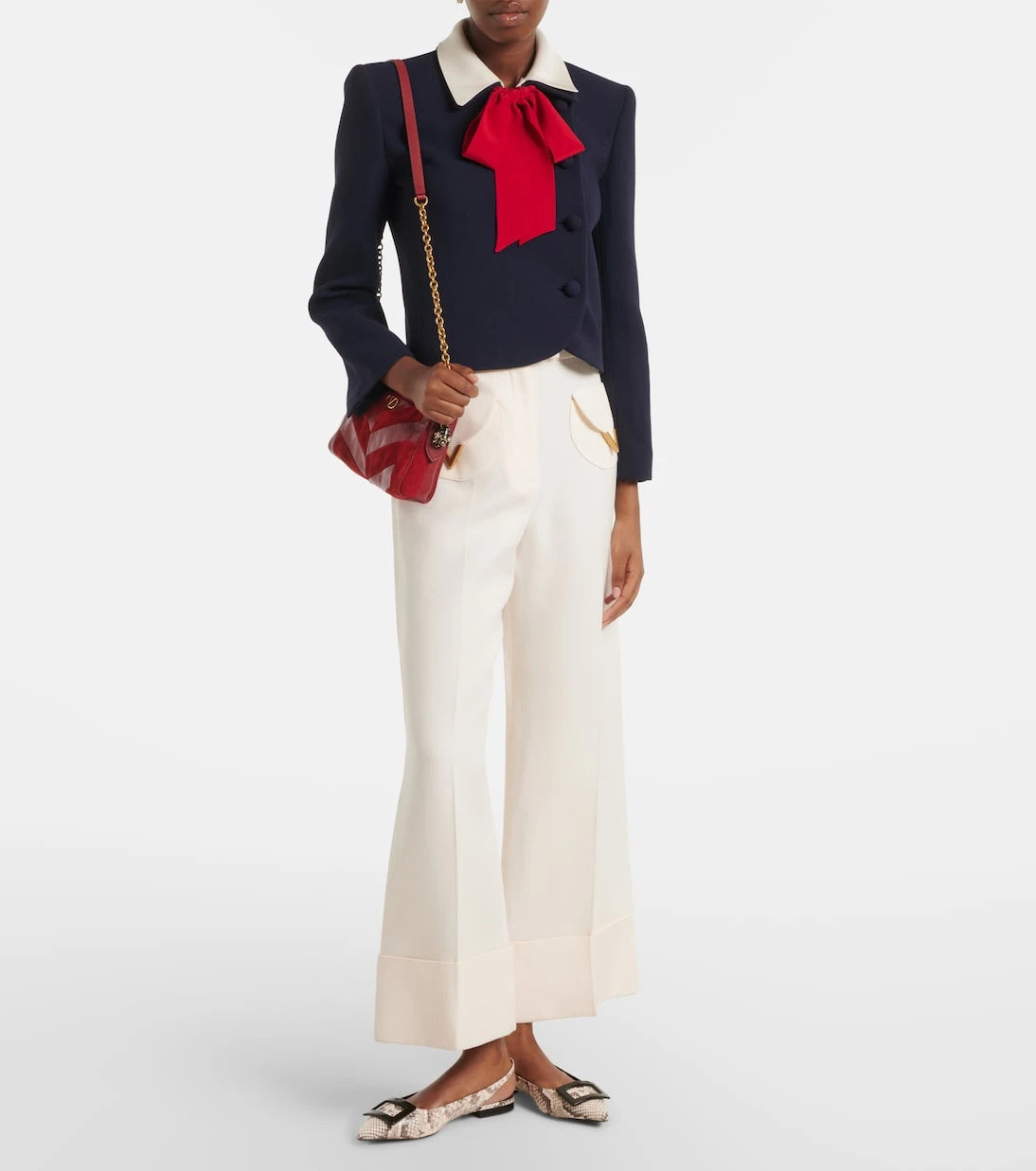 Roger Vivier - Gommettine snake-effect leather slingback flats
