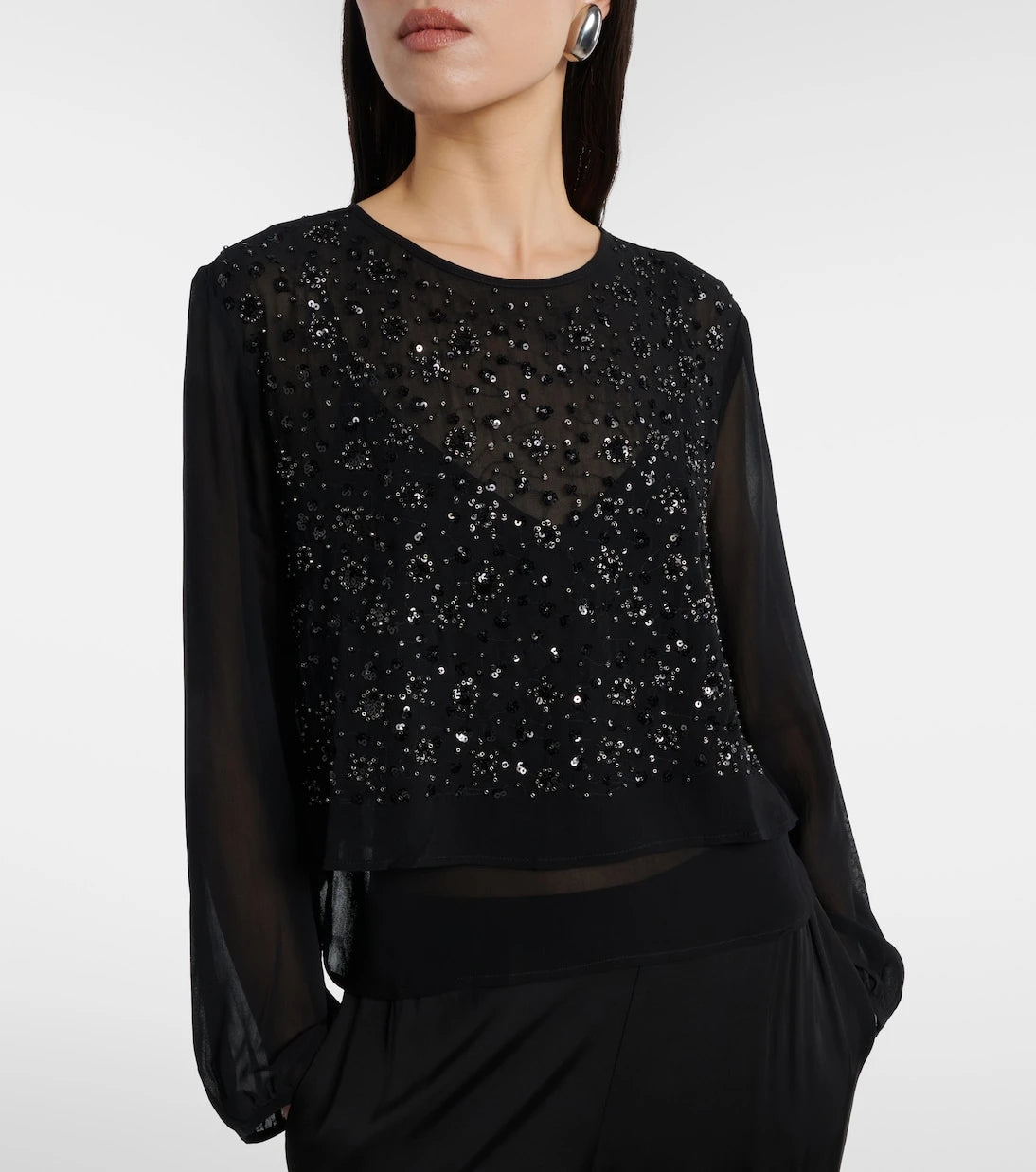 Velvet - Marlowe sequinned sheer top