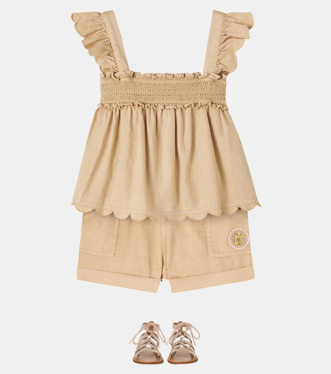 Zimmermann Kids - Ruffled scalloped cotton top
