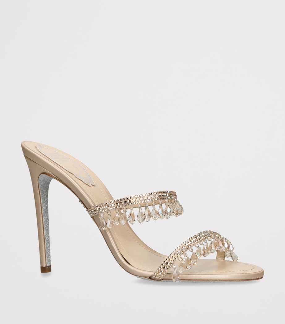 Beige Embellished Chandelier Heeled Mules 105