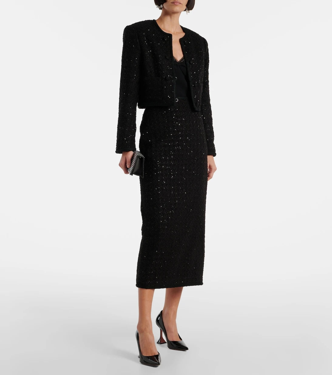 Rotate - Sequined bouclé maxi skirt