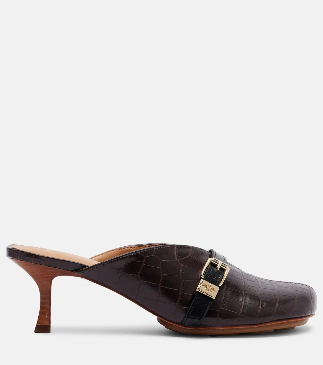 Ganni - 40 crocodile-effect leather mules