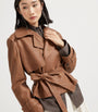 Brunello Cucinelli Brown Vintage Nappa Leather Cropped Trench Coat
