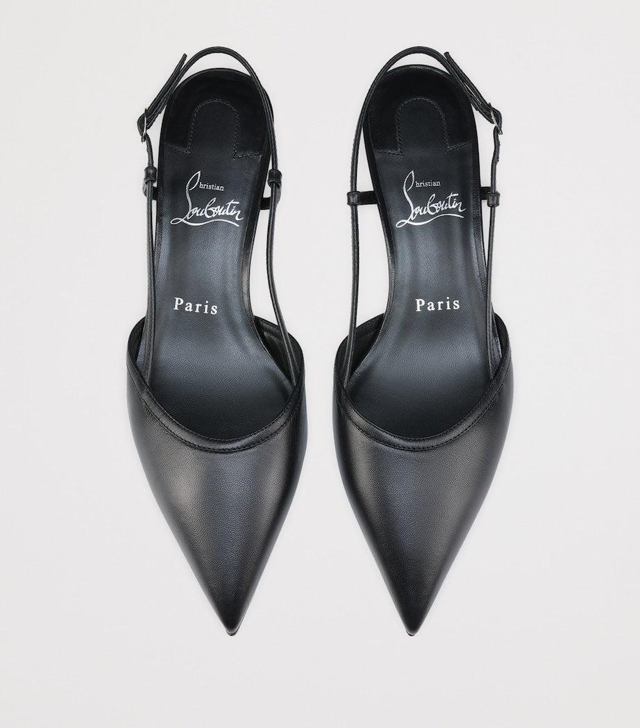 Christian Louboutin Black Miss Z Slingina Leather Pumps 25