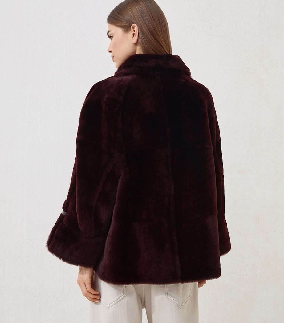 Brunello Cucinelli Red Shearling Reversible Overcoat