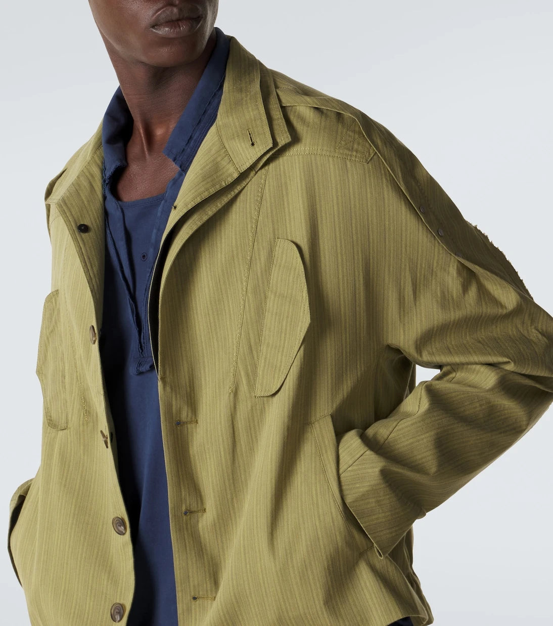 Kiko Kostadinov - Egreta stiped cotton-blend jacket