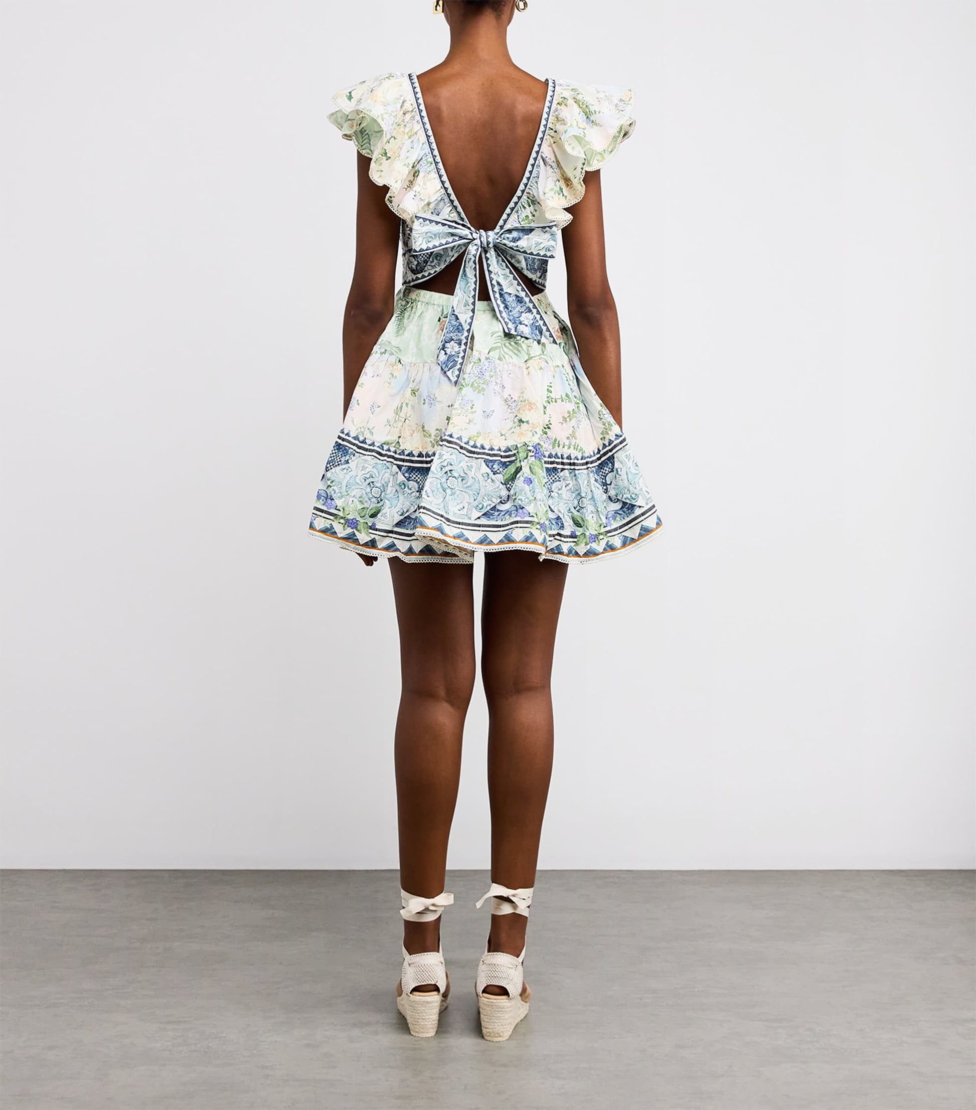 Blue Jardim Party Tiered Mini Dress