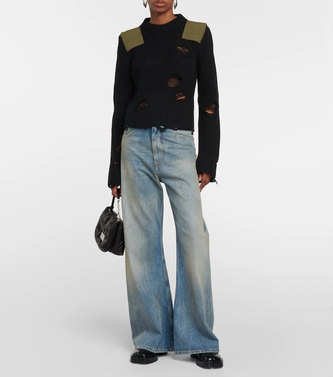 MM6 Maison Margiela - Distressed cotton and wool sweater