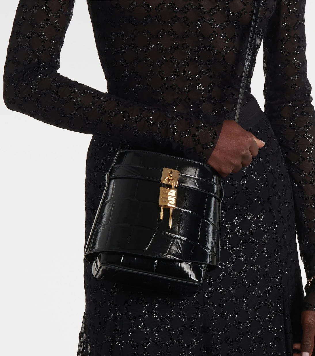 Givenchy - Shark Lock Orta boy deri kova çanta