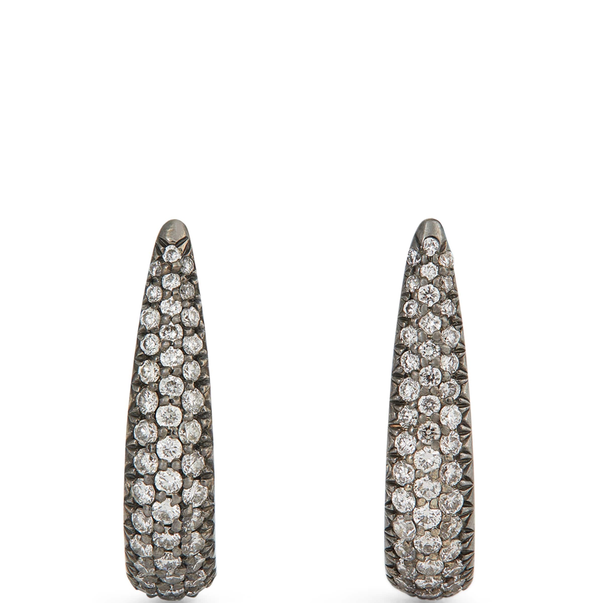 Eva Fehren Blackened White Gold and Diamond Claw Stud Earrings