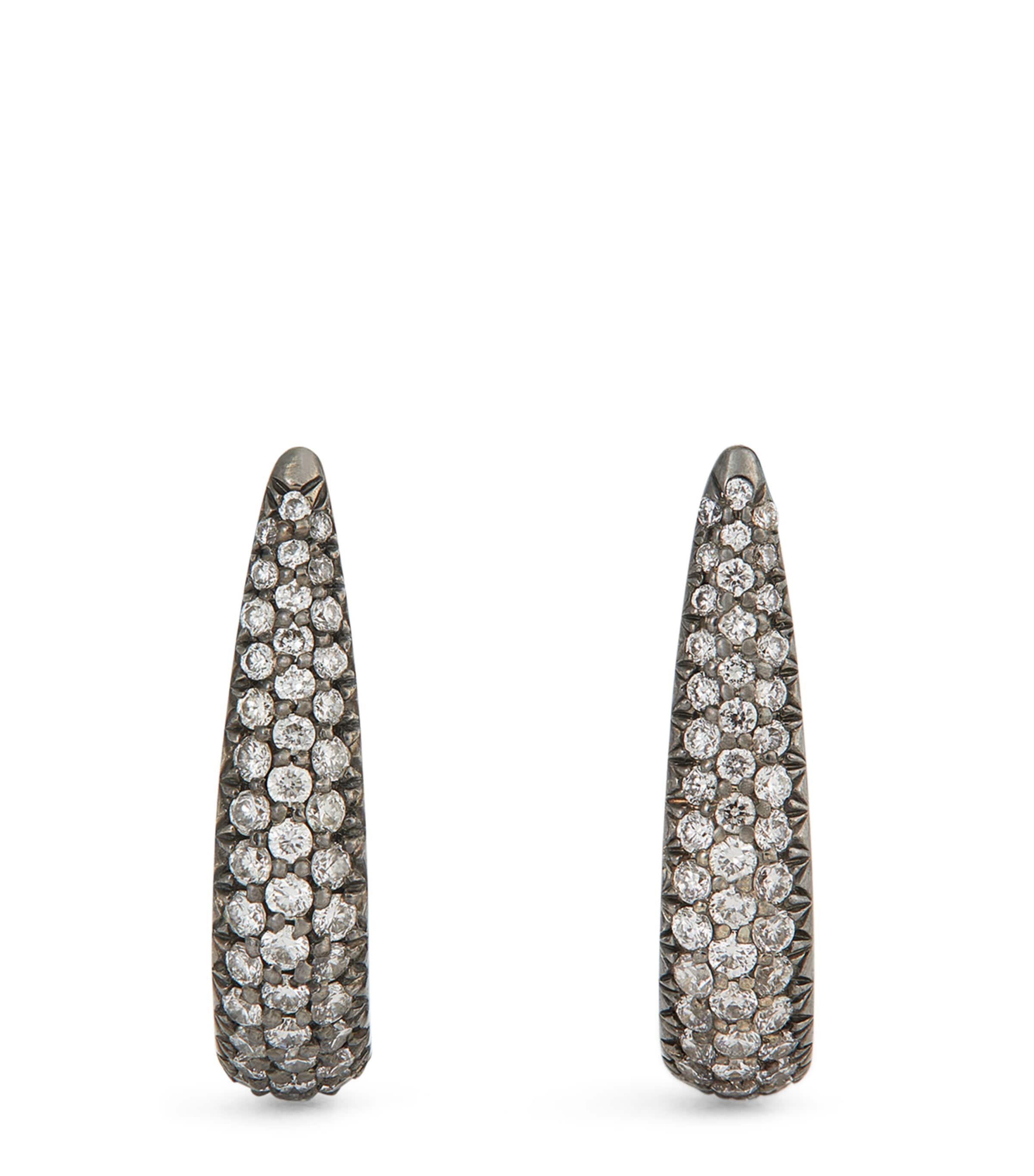 Eva Fehren Blackened White Gold and Diamond Claw Stud Earrings