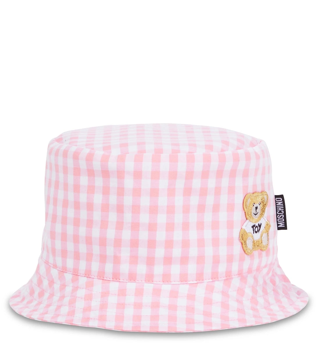 Moschino Kids - Teddy Bear embroidered checked bucket hat