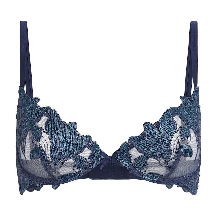Blue Lily Embroidered Plunge Demi Bra