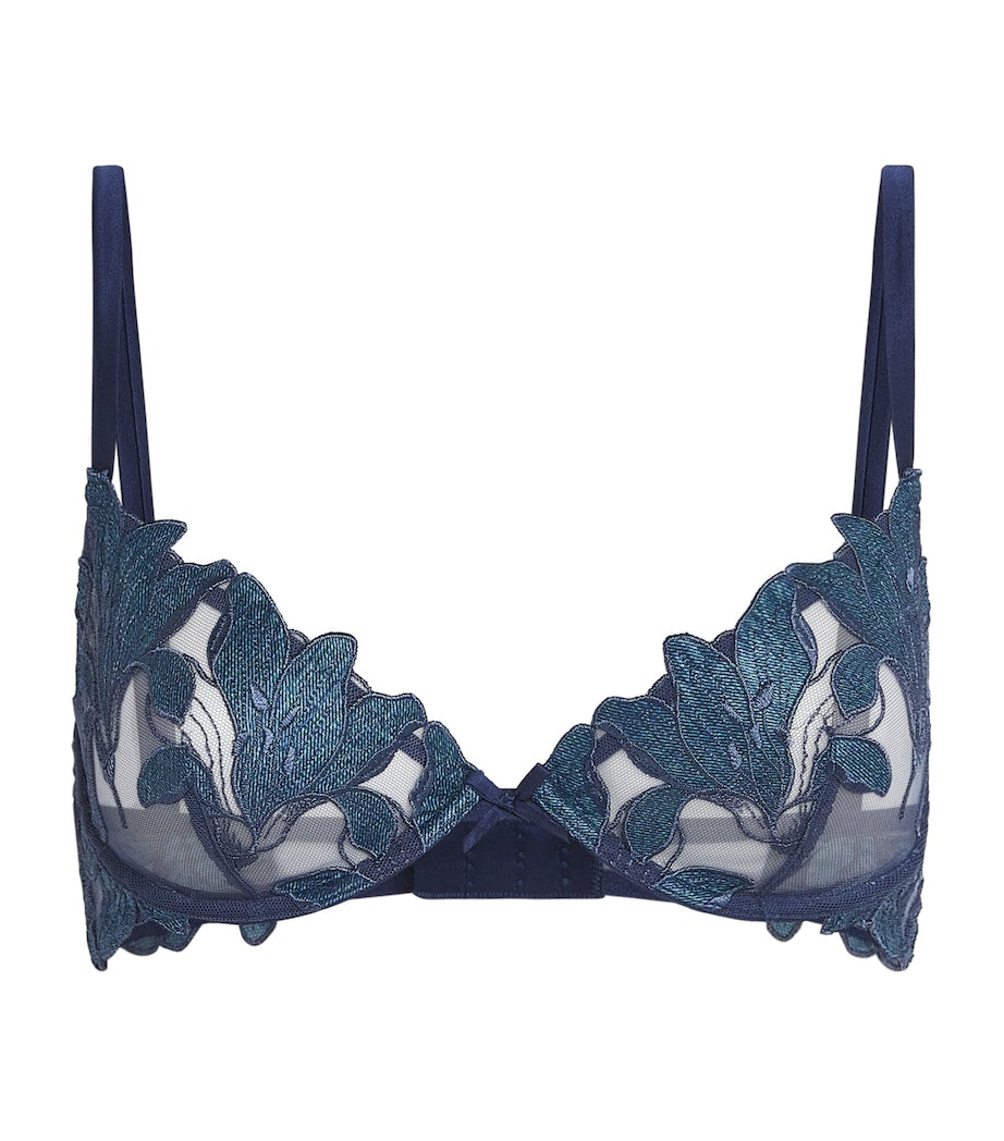 Blue Lily Embroidered Plunge Demi Bra