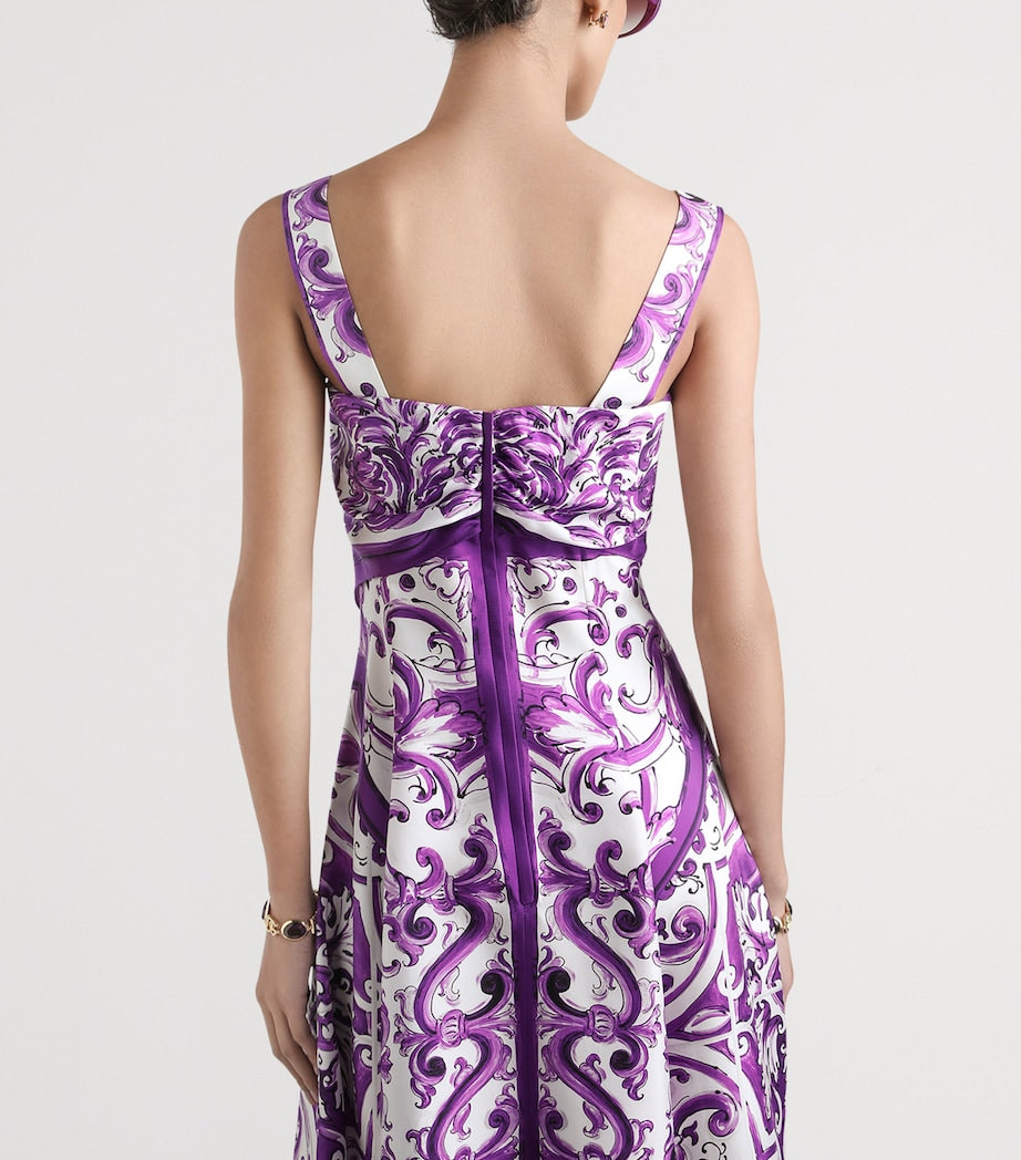 Dolce & Gabbana Multi Silk Majolica Print Midi Dress