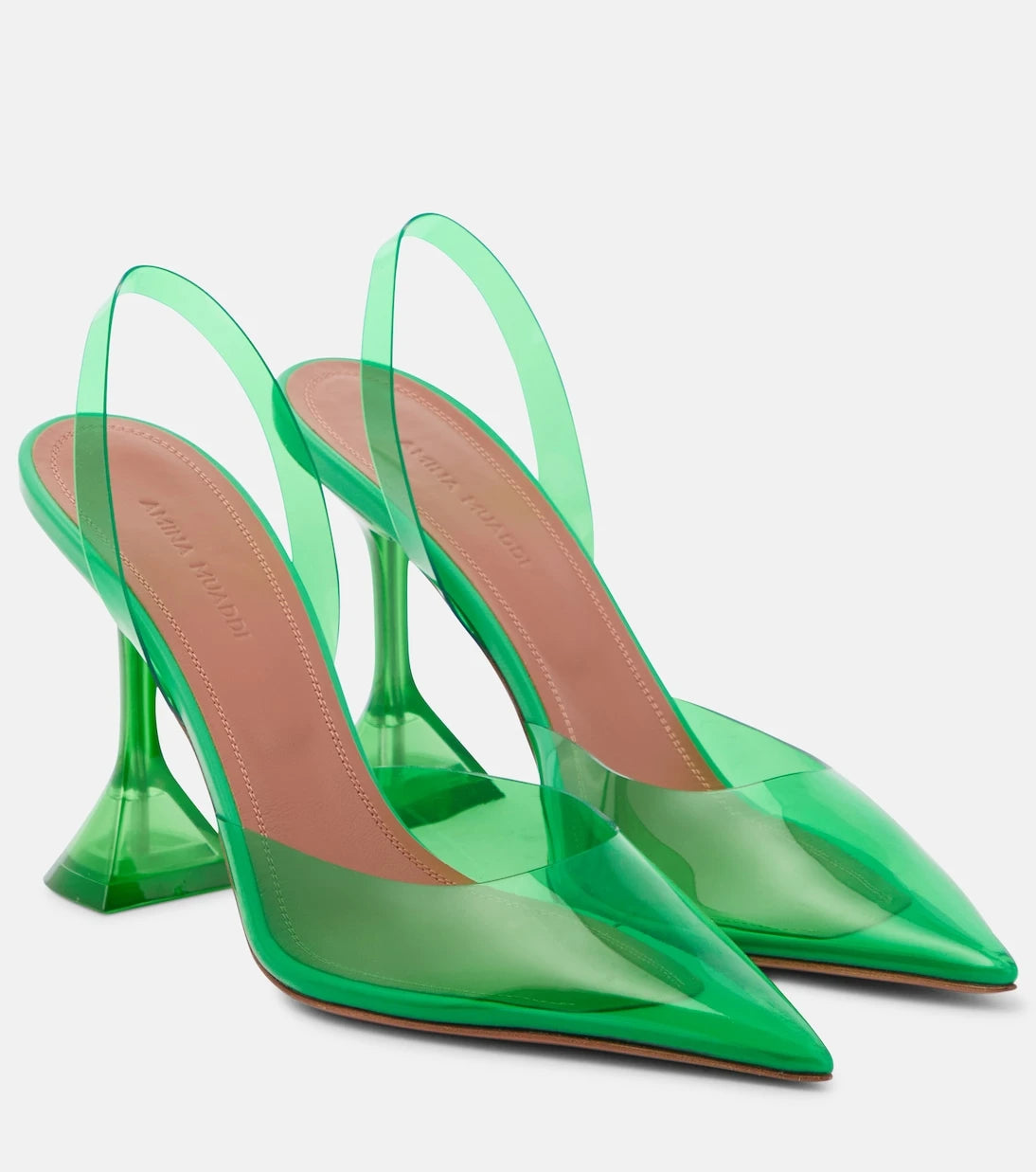 Amina Muaddi - Holli Glass PVC slingback pumps
