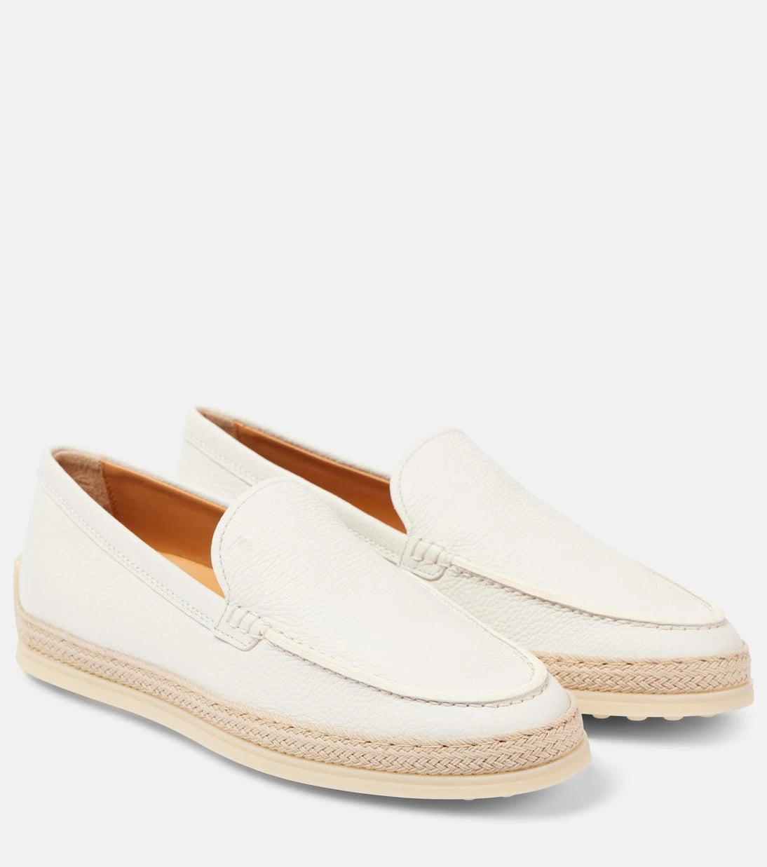 Tod's - Raffia-trimmed leather loafers