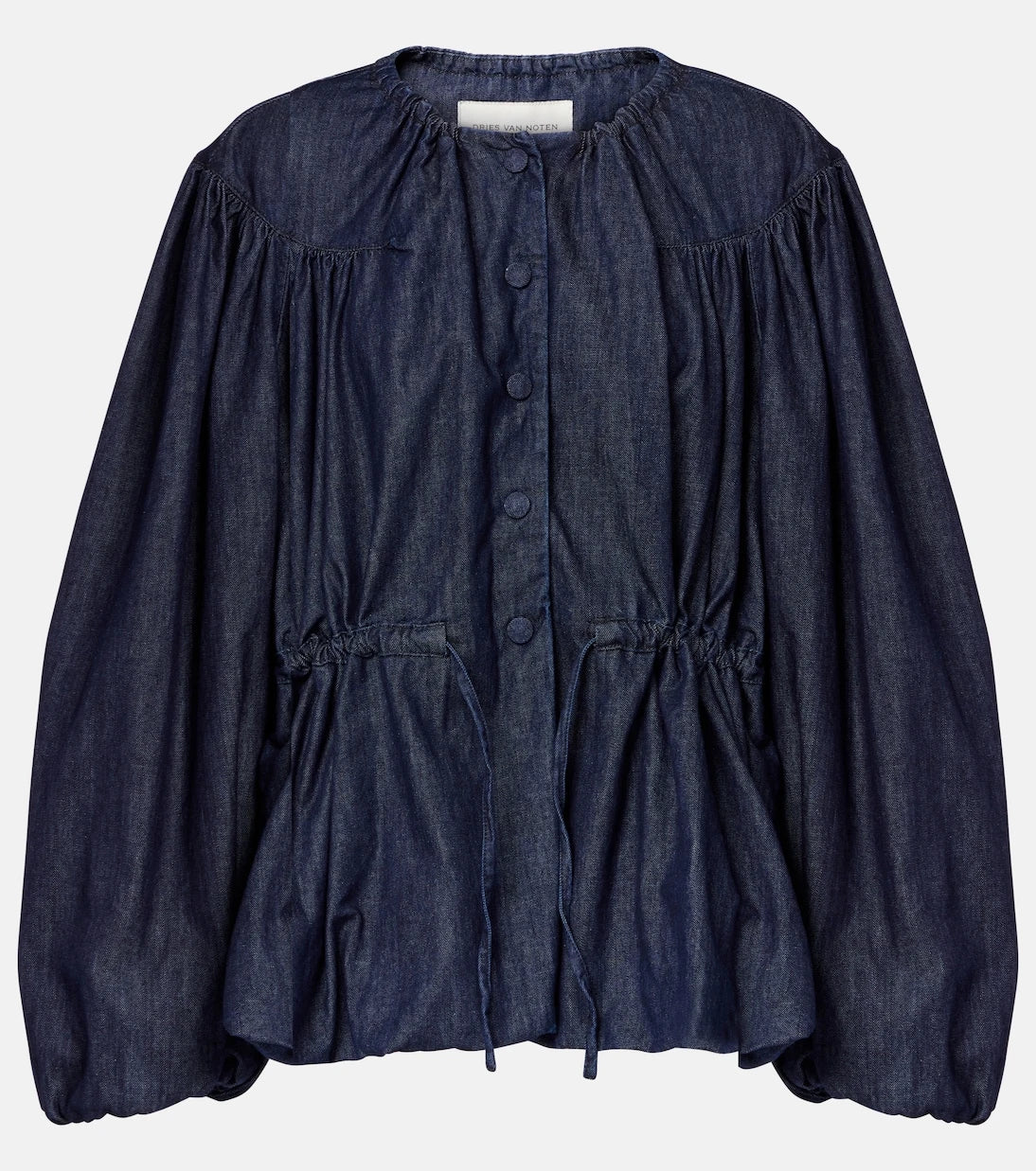 Dries Van Noten - Gathered denim blouse