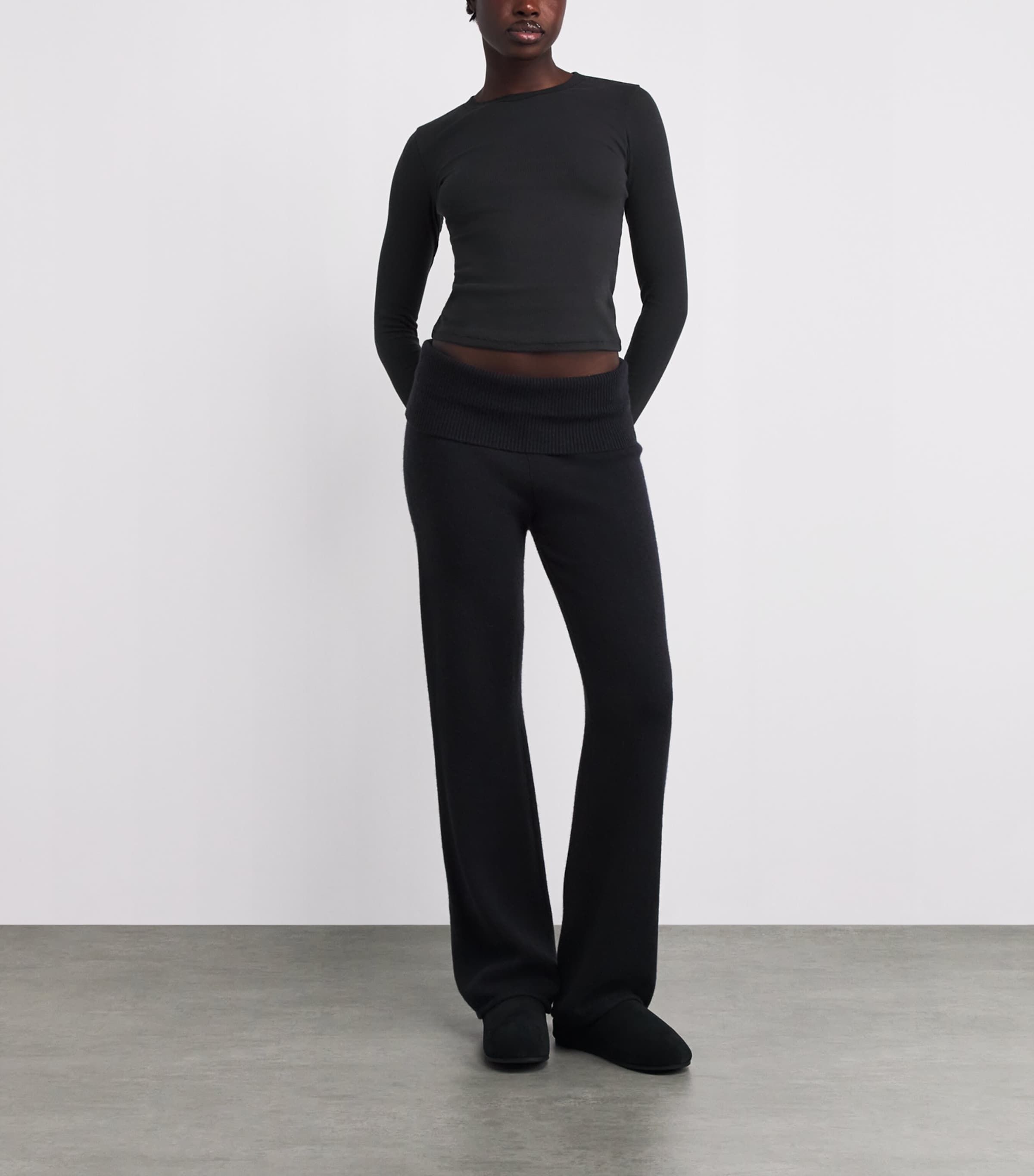 Skims Black Cotton-Blend Long-Sleeve T-Shirt