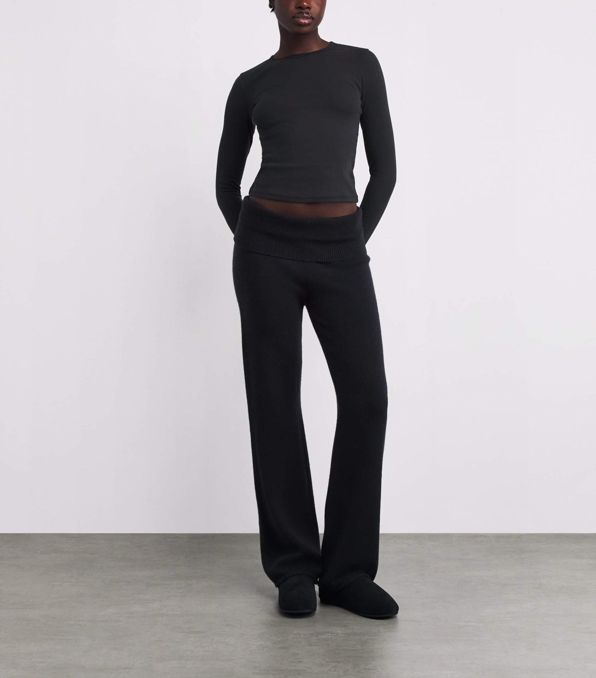 Skims Black Cotton-Blend Long-Sleeve T-Shirt