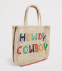 Multi Small Jute Howdy Cowboy Tote Bag