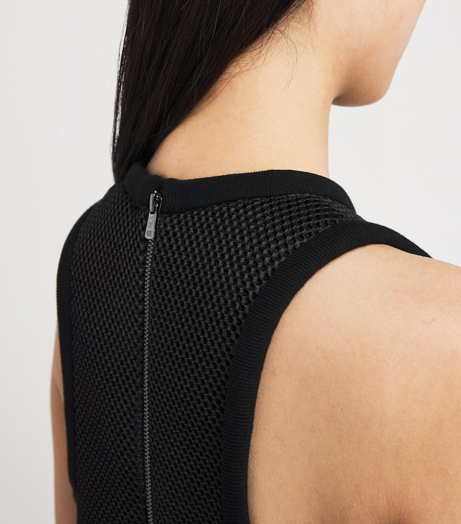 Max Mara Black Mesh Jersey Mini Dress