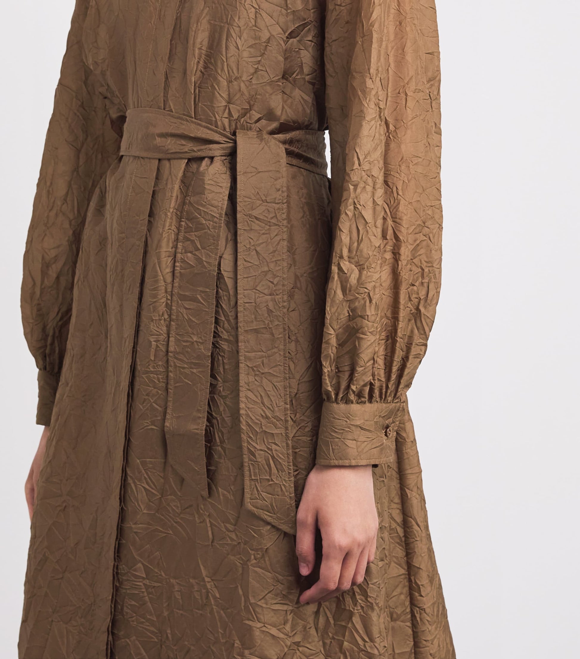 Max Mara Beige Silk Maxi Shirt Dress