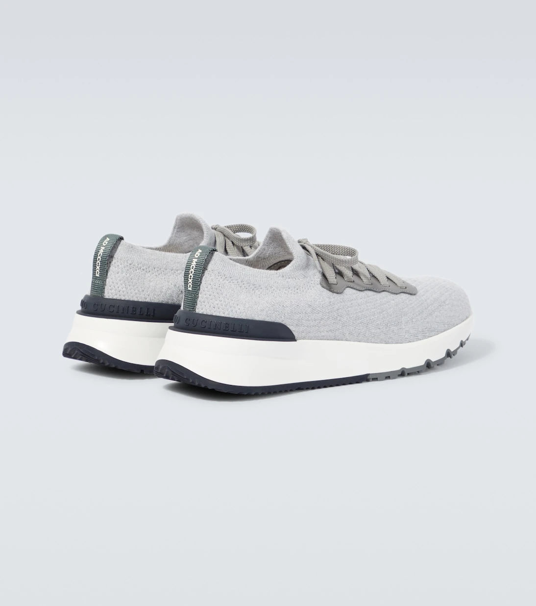 Brunello Cucinelli - Leather-trimmed knitted slip-on sneakers