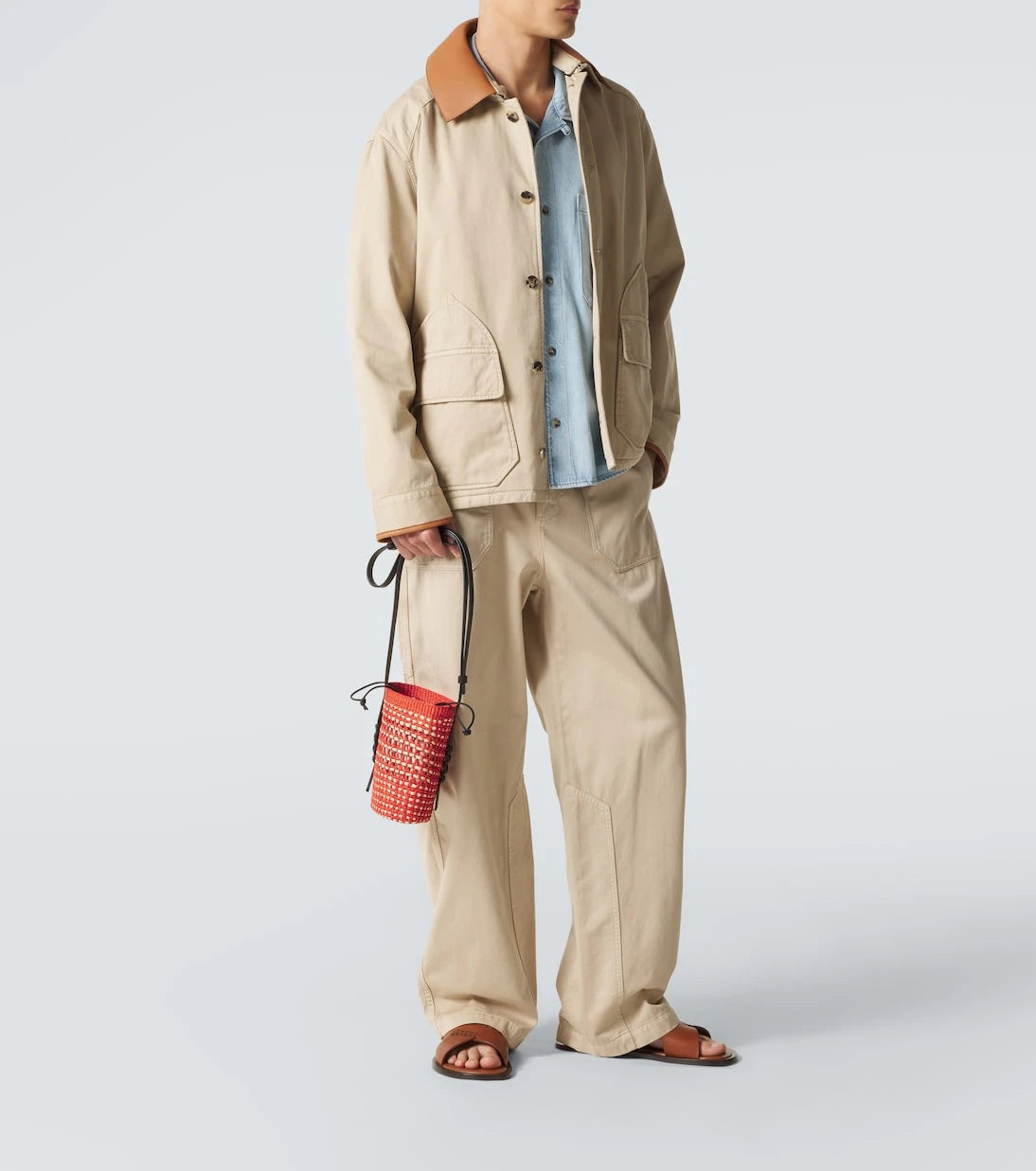 Loewe - حقيبة كتف باولا أيبزا بحواف جلدية